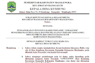 Contoh SK Kepala Desa untuk Pengangkatan Kader Posyandu