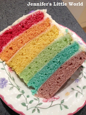 A slice of my first rainbow cake