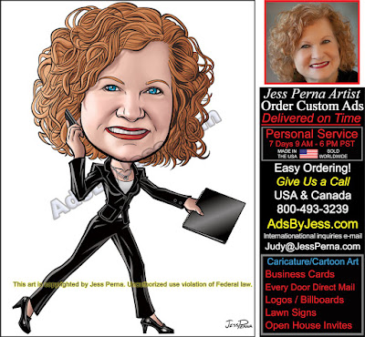 Real Estate Agent with Phone Caricature Ad