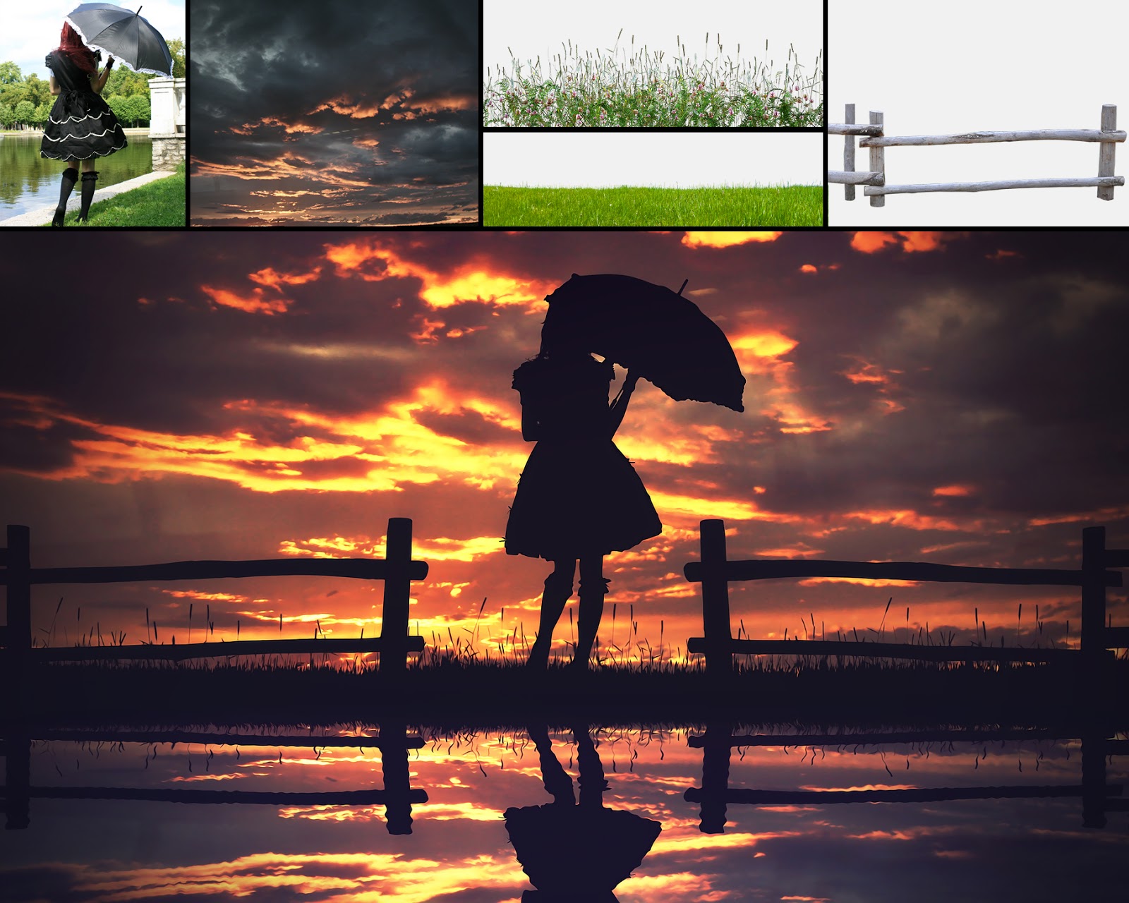 Dramatic Silhouette Effect with Water Reflection in