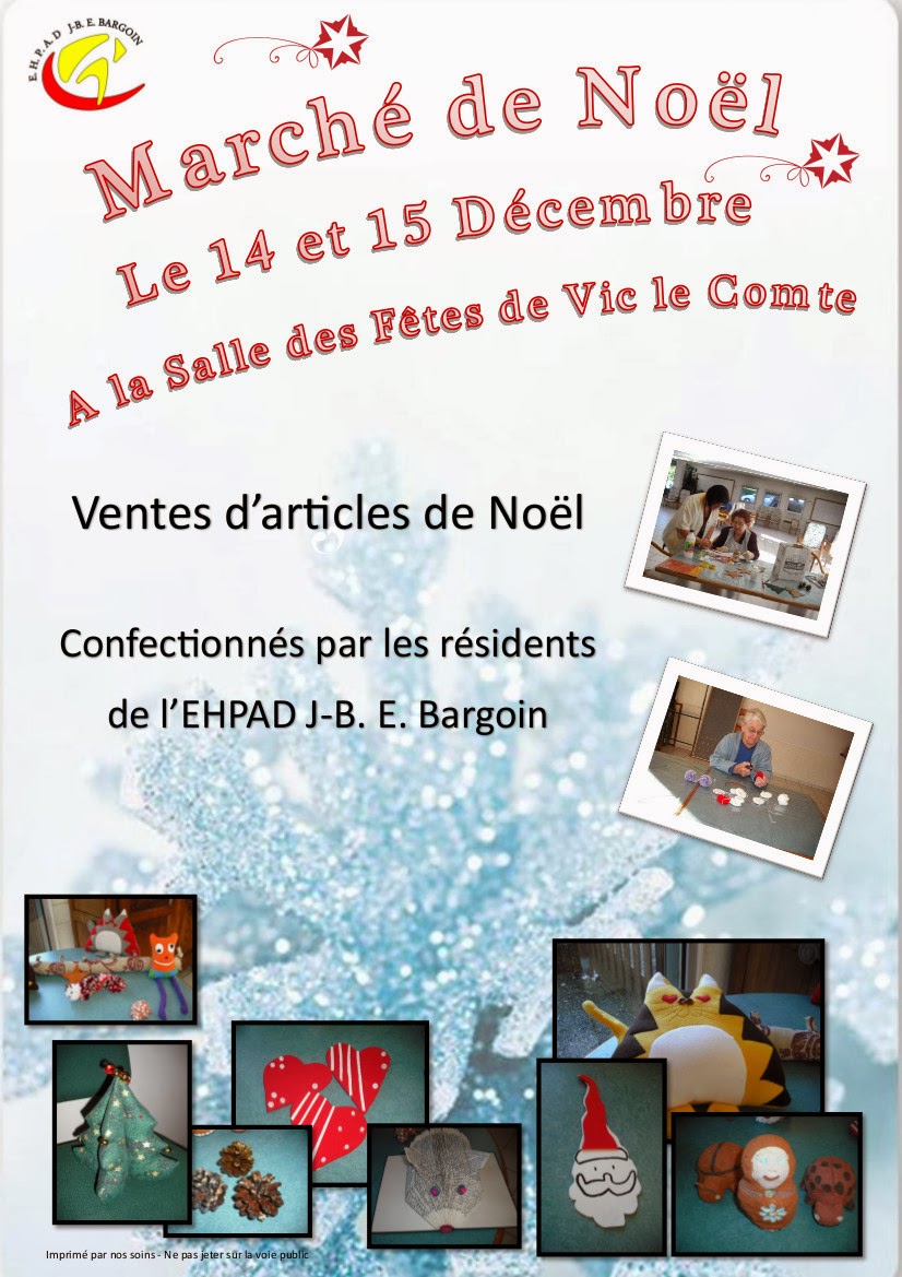 Animation EHPAD Vic Le Comte 63 14 et 15 Décembre Marché de Noël