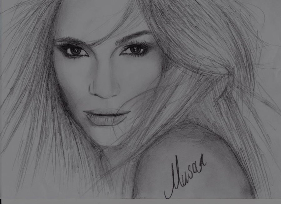 jennifer lopez karakalem cizimleri