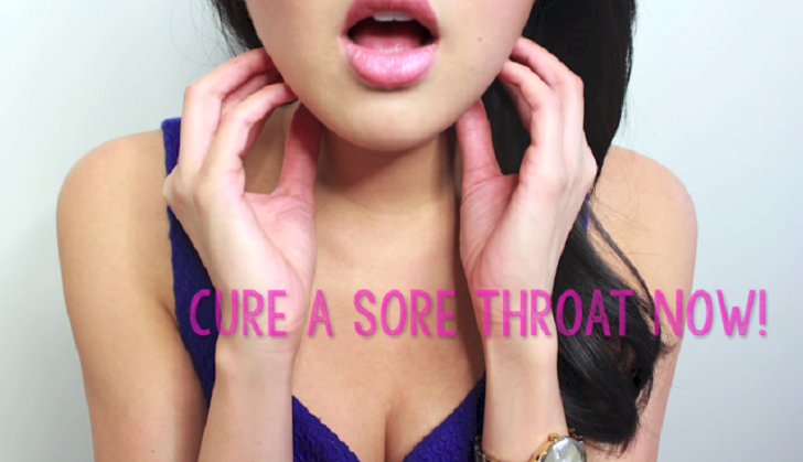 Woman with sore throat