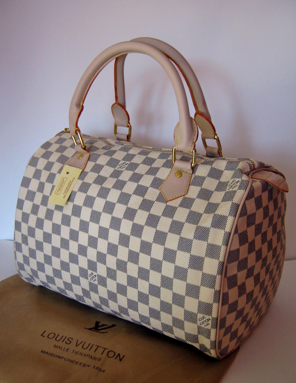 Loja dos Segredos: Mala Louis Vuitton Damier Azur Speedy 35cm - pele