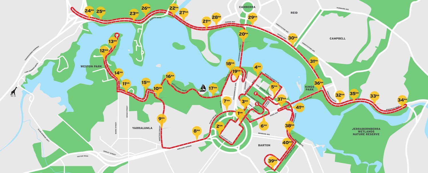 Canberra Marathon ("Australian Running Festival") courses and timetable