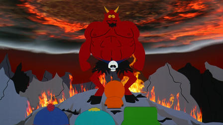 Satan and Saddam in a compromising position in South Park: Bigger, Longer and Uncut