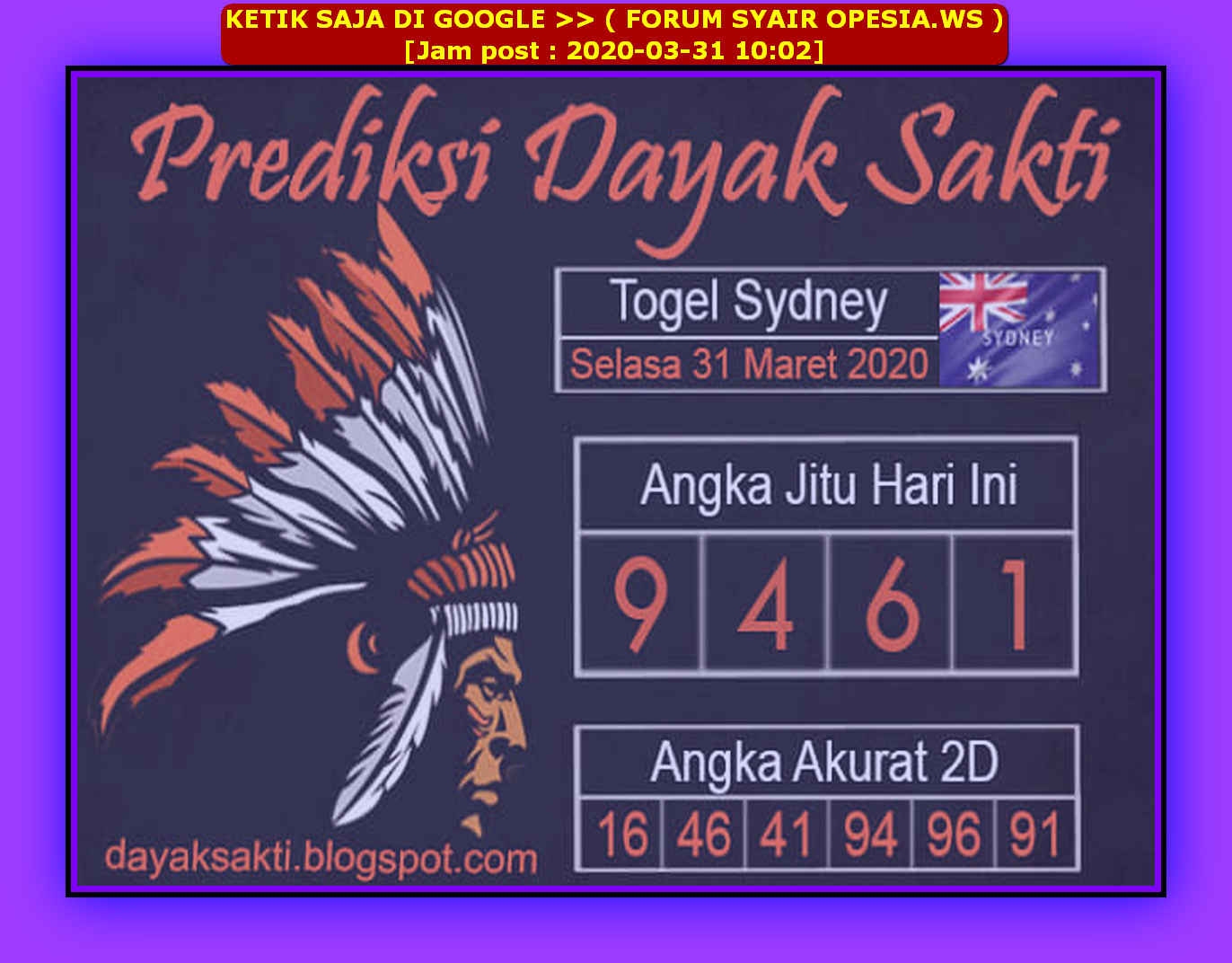 Kode Syair Sydney 31 Maret 2020 Forum Syair Togel Hongkong Singapura Sydney