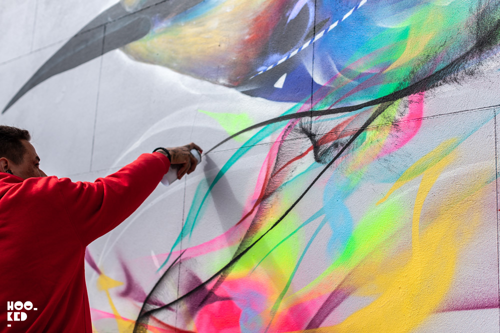 Brazilian street artists L7M paints bird mural in Cheltenham