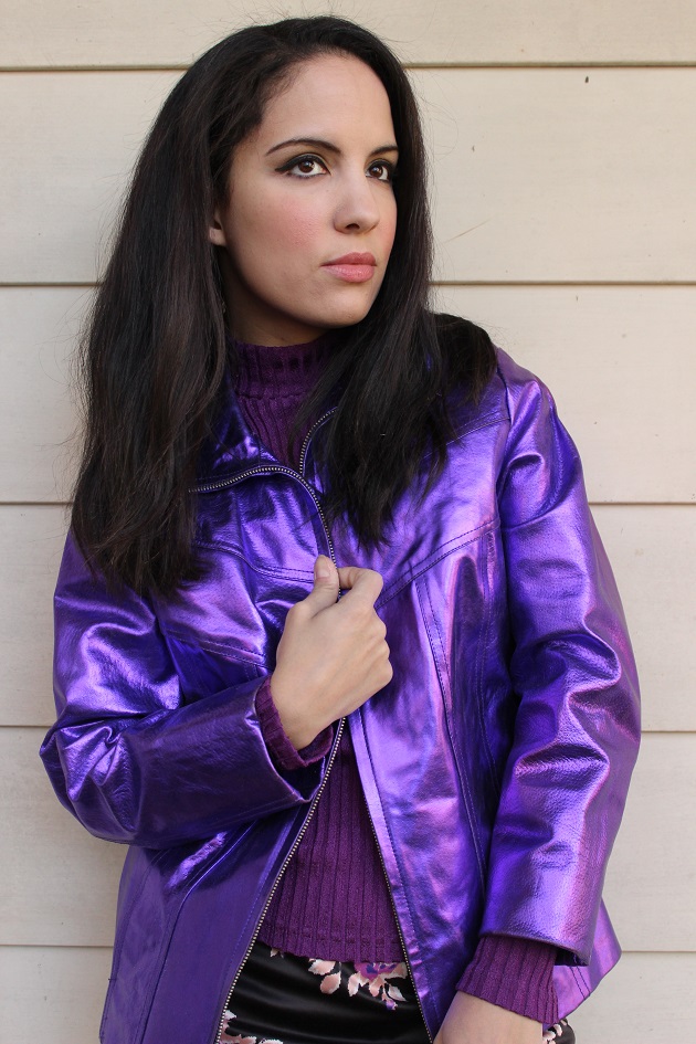 Libertad Green: Purple Leather Jacket