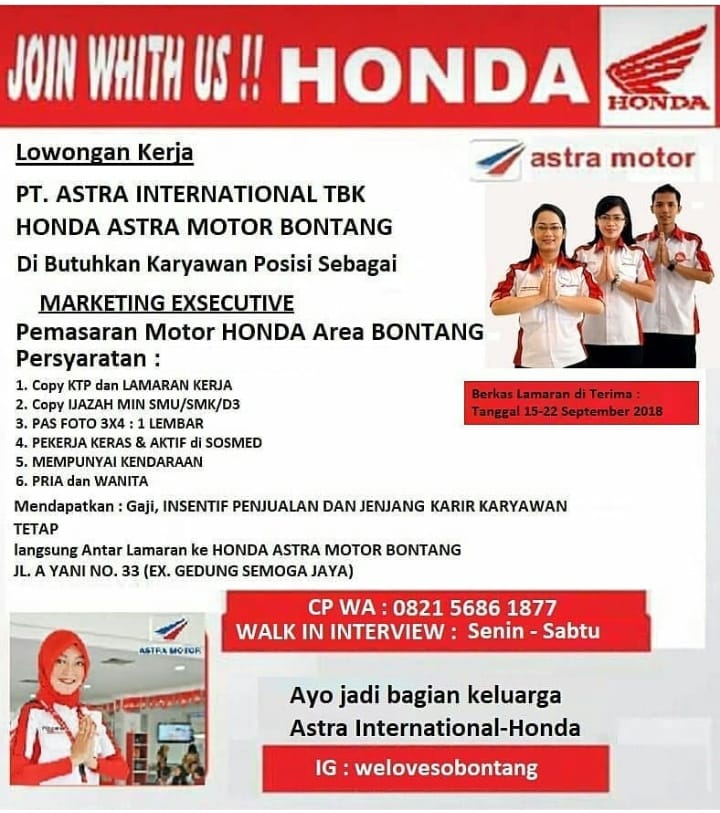 Lowongan Kerja Honda Like And Share