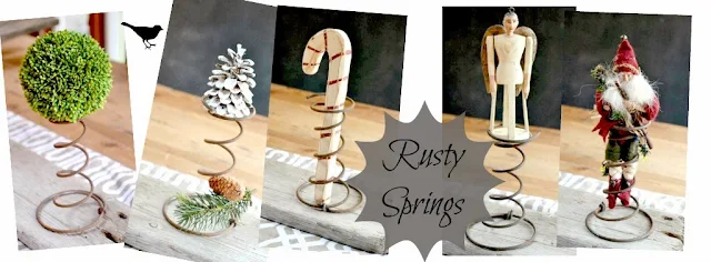 collage of rusty spring decorations with overlay