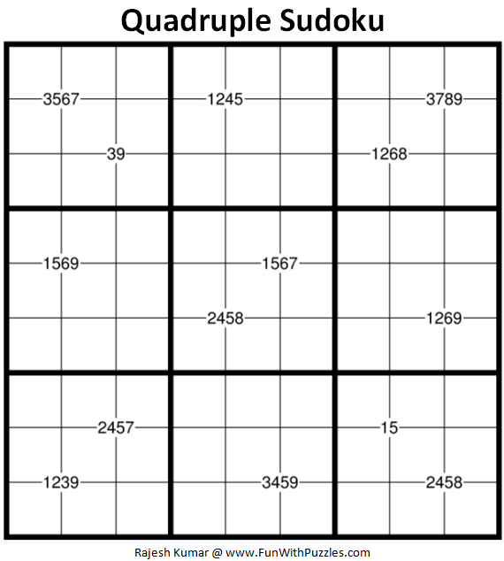 Quadruple Sudoku Puzzle (Fun With Sudoku #338)