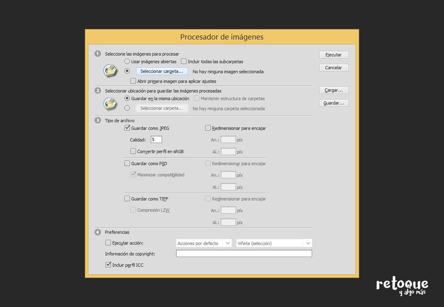 Captura del Procesador de imágenes Cómo trabajar automáticamente con un grupo de imágenes