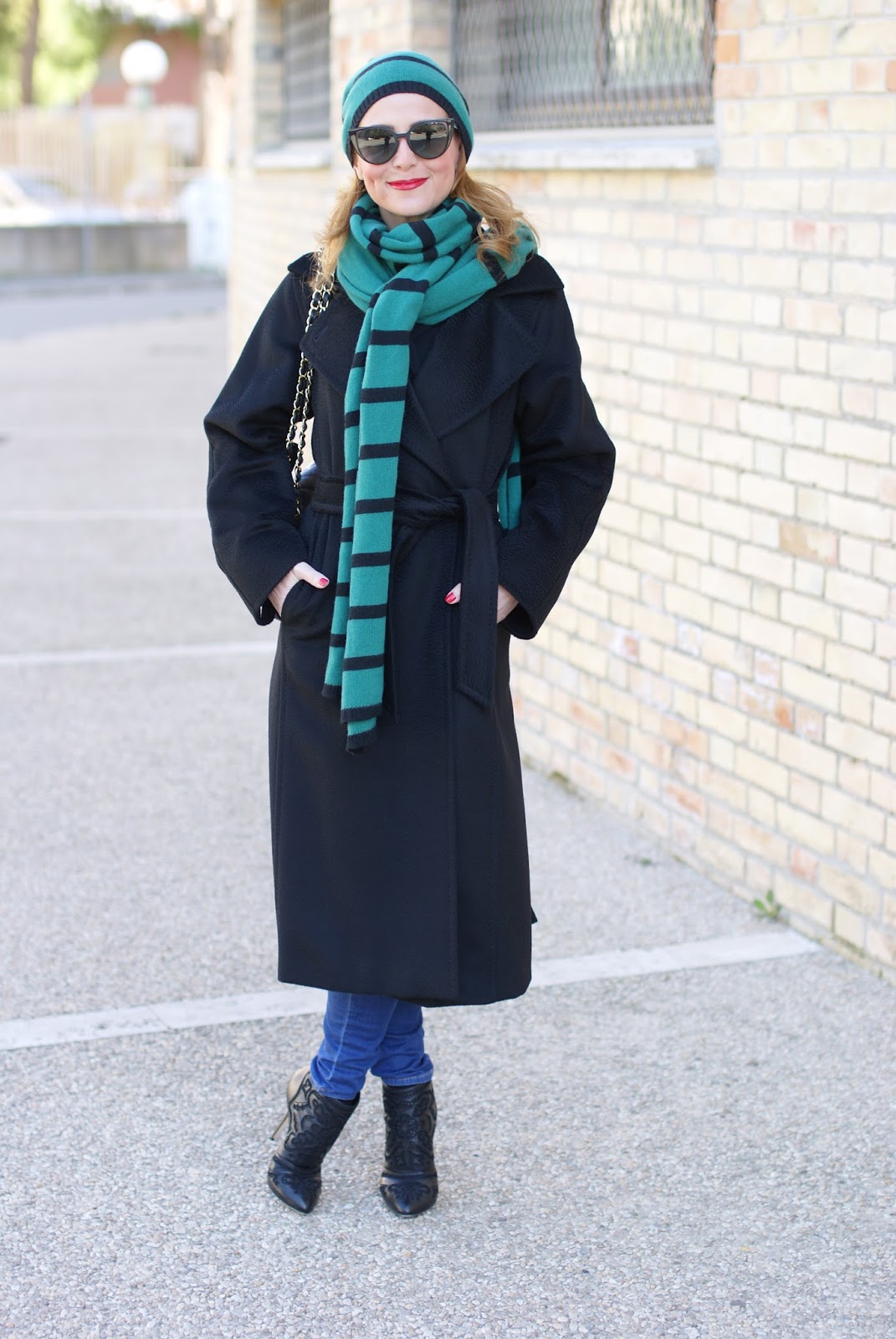 Matchy matchy scarf and hat, Max Mara coat and Chanel bag on Fashion and Cookies fashion blog, fashion blogger style