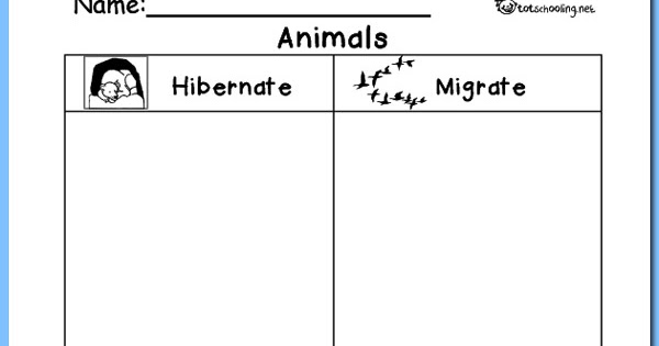 Hibernation vs. Migration: Animal Sorting Worksheet | Totschooling