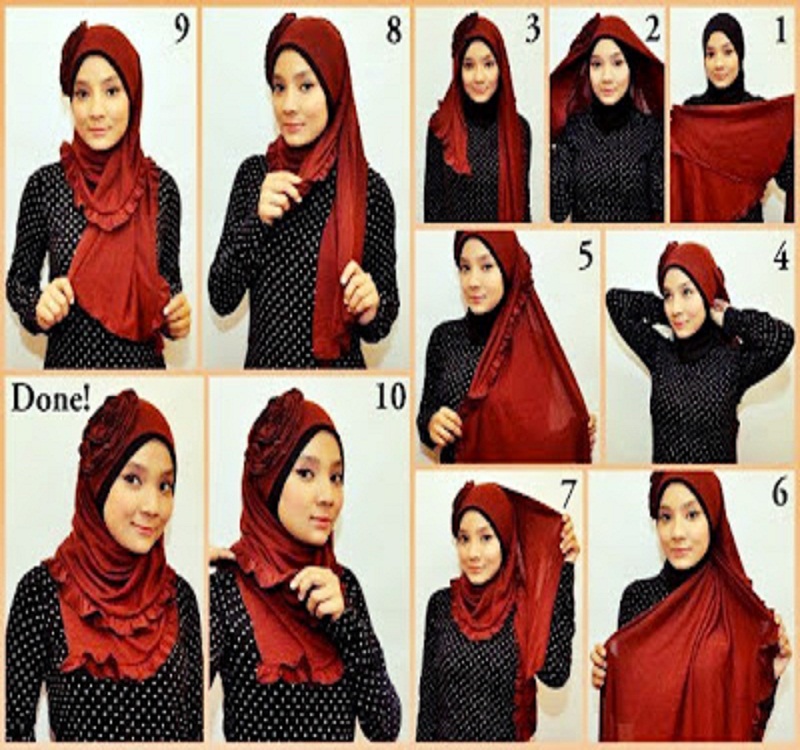 Tutorial dan gambar cara wanita memakai jilbab hijab modern gaul sifon silk Tutorial dan gambar cara wanita memakai jilbab hijab modern gaul sifon silk