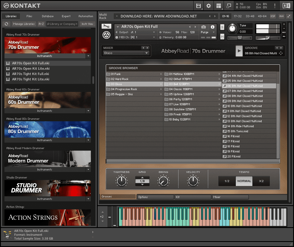 Free download Abbey Road 70s Drummer KONTAKT Library