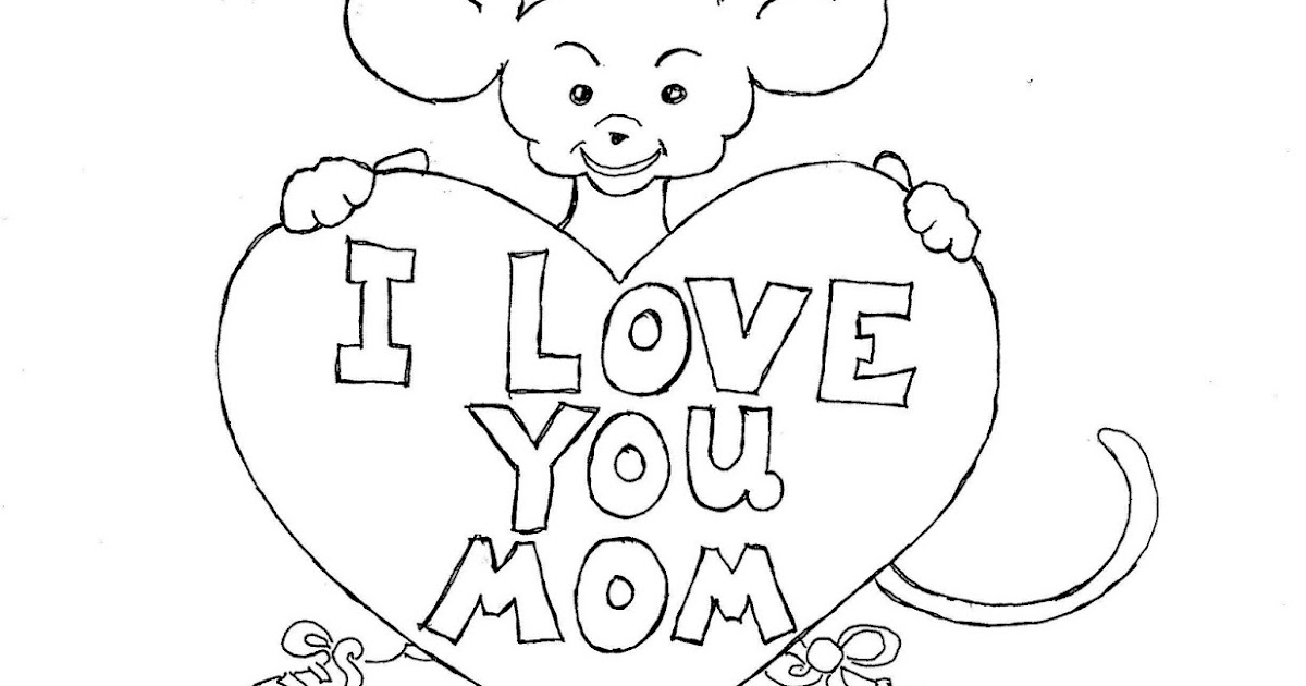 Coloring Pages for Kids by Mr. Adron: Mother' Day Print and Color Page, Boy Mouse and Heart
