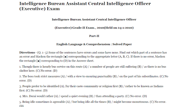 Intelligence Bureau Question Paper Pdf In Hindi