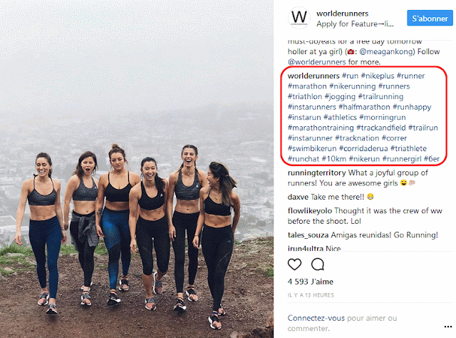 instarun - mot cle sur instagram - hashtag et moteur de recherche - referencement de post