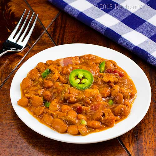 Kitchen Riffs Green Chile Chili Beans with Bacon