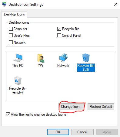 windows 10 change recycle bin icon bot refreshing