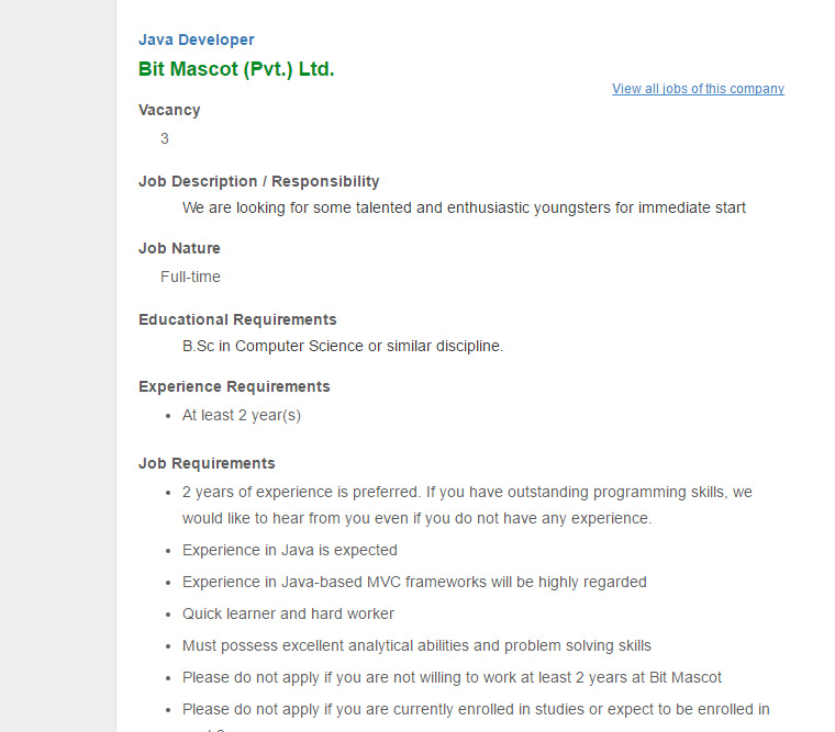 bit mascot pvt ltd position java developer jobs opportunity