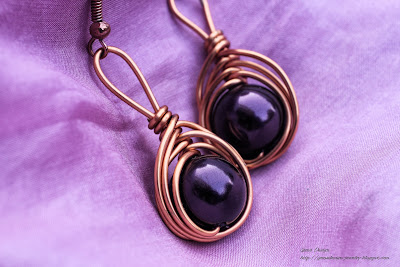 gunadesign wire wrap dangle earrings with purple beads