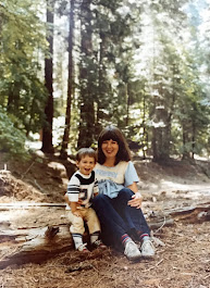 A young Piper and a young Josh on a hike in the Redwoods