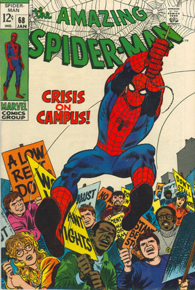 Amazing Spider-Man #68, student protest, All-time Top Ten John Romita Spider-Man Covers