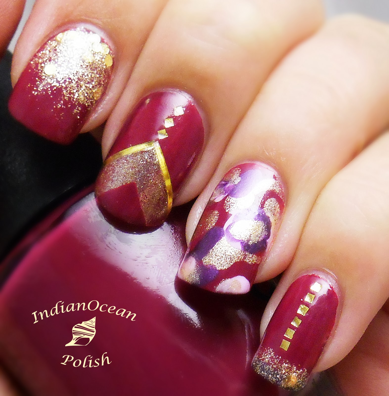 Indian Ocean Polish: Purple and Gold 'Skittles' Nail Art