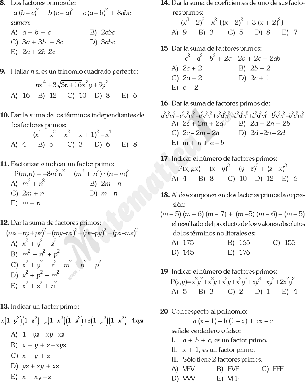 Factorizacion Pdf Teoria Y Ejemplos Resueltos