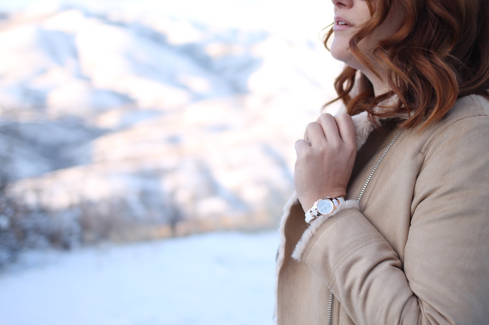 Armitron watch, faux shearling moto jacket, post partum outfit, mom style