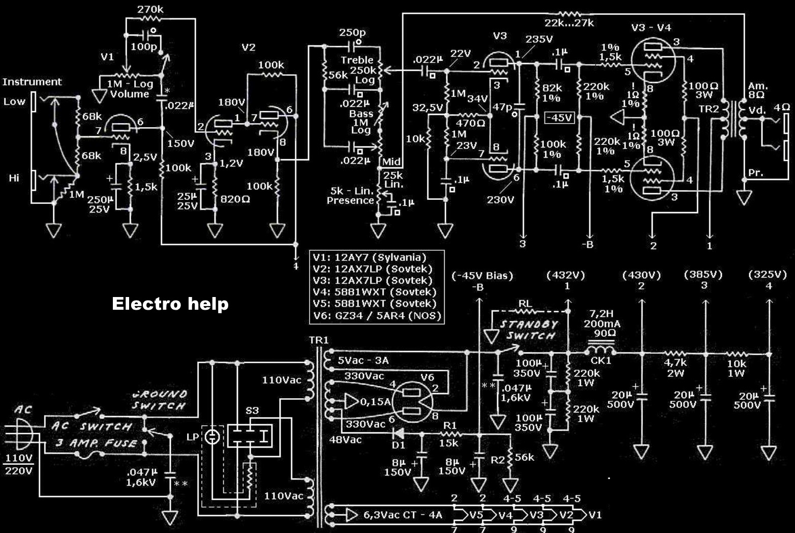 manguonblog: Assemble a HiQ guitar amplifier - circuit diagram – using