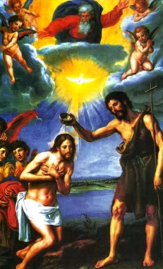 Bautizo de Jesús Dibujo del bautizo de Jesús para niños y a colores