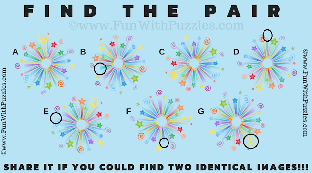 Visual IQ Test: Matching Fireworks Picture Puzzle Answer