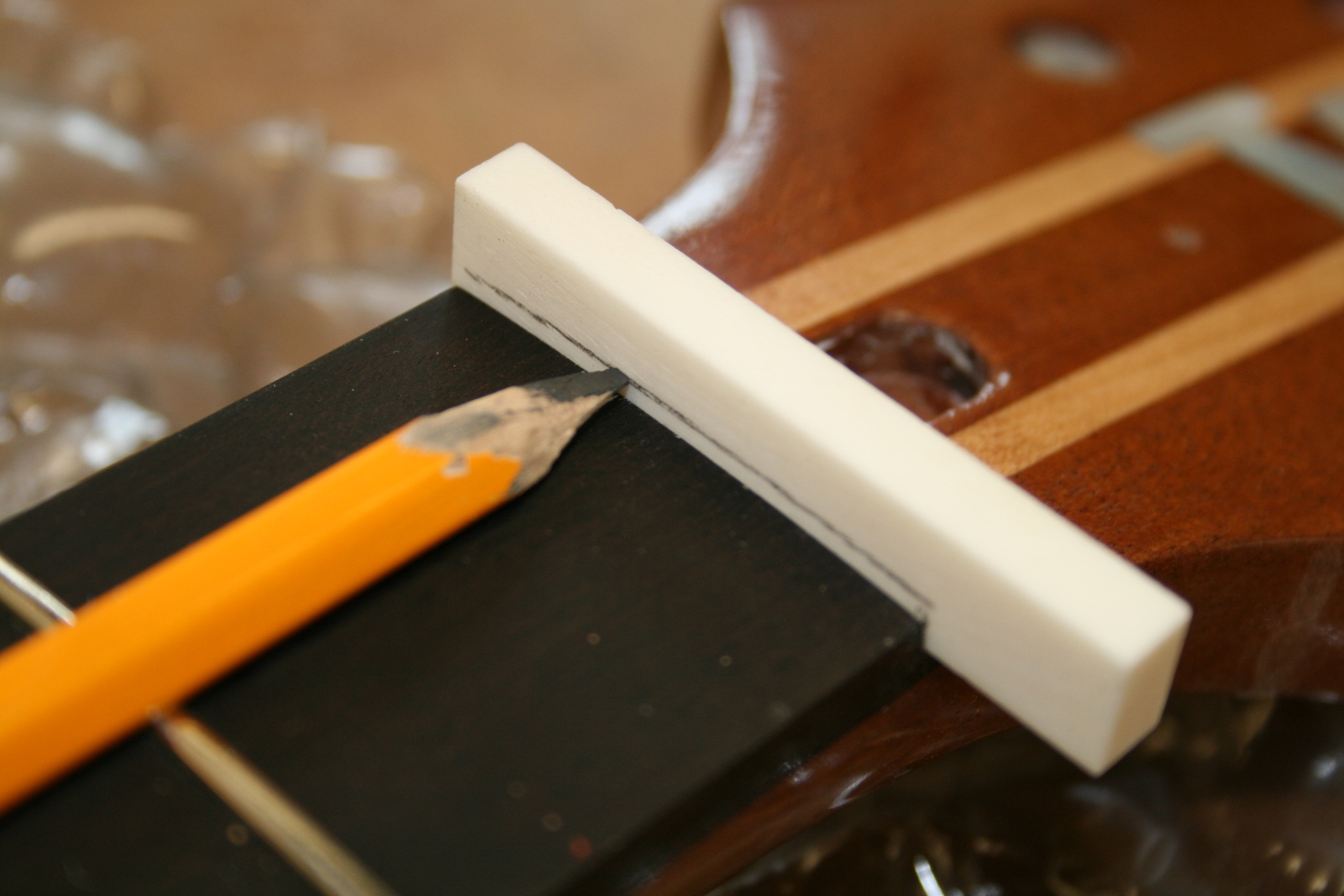 TMc Woodworks Baritone Guitar Build Part 8 Nut making and fitting