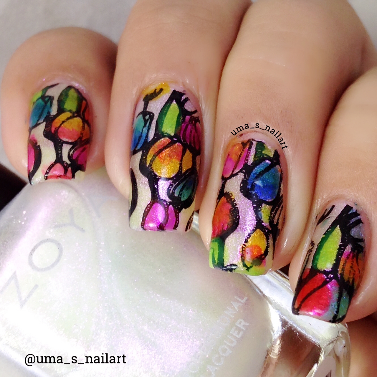 Tulip Flowers Nail Art...