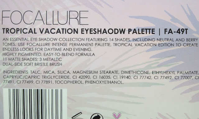 Focallure Tropical Vacation Eyeshadow palette Review, Swatches
