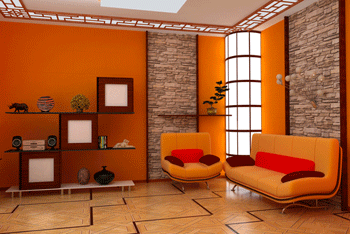 Salas con paredes color naranja - Salas con estilo