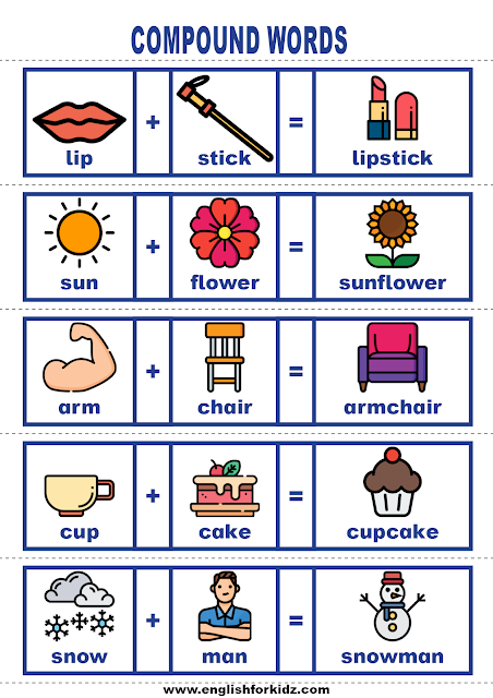 Teaching compound words - printable ESL cards