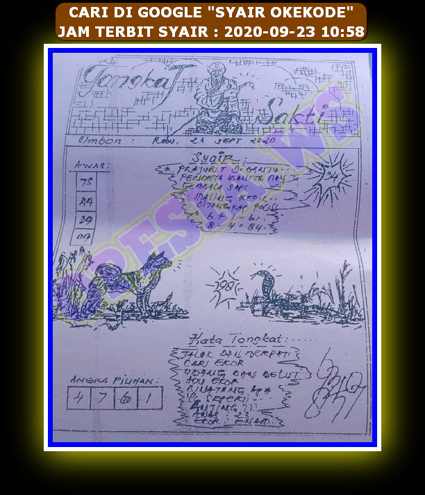 Syair Sgp 23 September 2020 Kode Syair Sgp Syair Hk Syair Sydney 2020