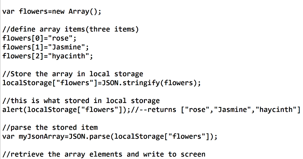 Storing an array locally using browser's Local Storage