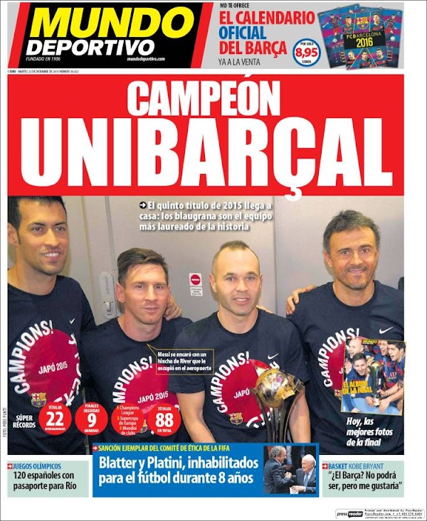 FC Barcelona, Mundo Deportivo: "Campeón Unibarçal"