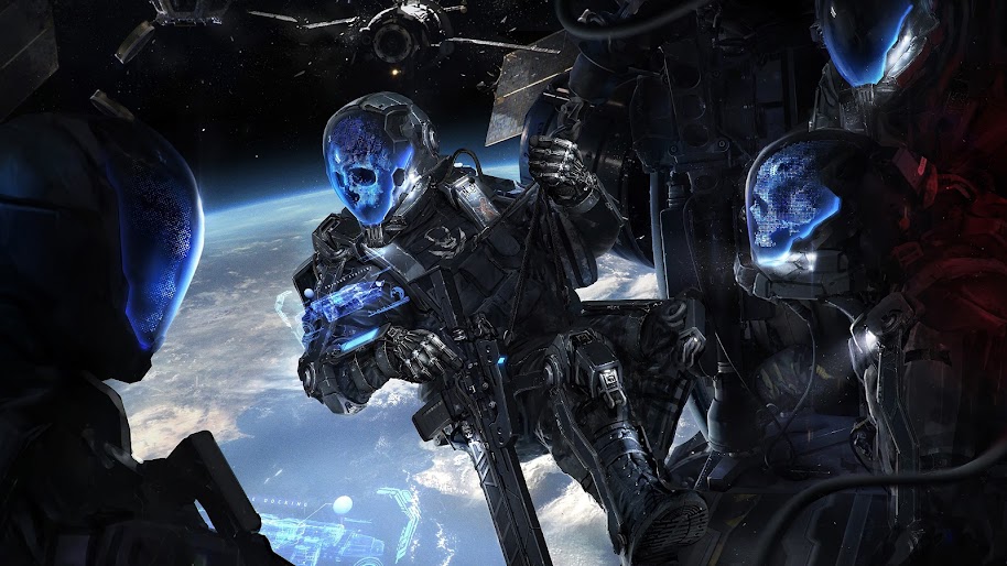 Sci-Fi, Skull, Soldiers, Space, 4K, #116