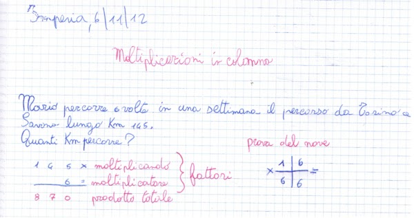 Didattica Matematica Scuola Primaria Moltiplicazioni In Colonna Classe Quarta