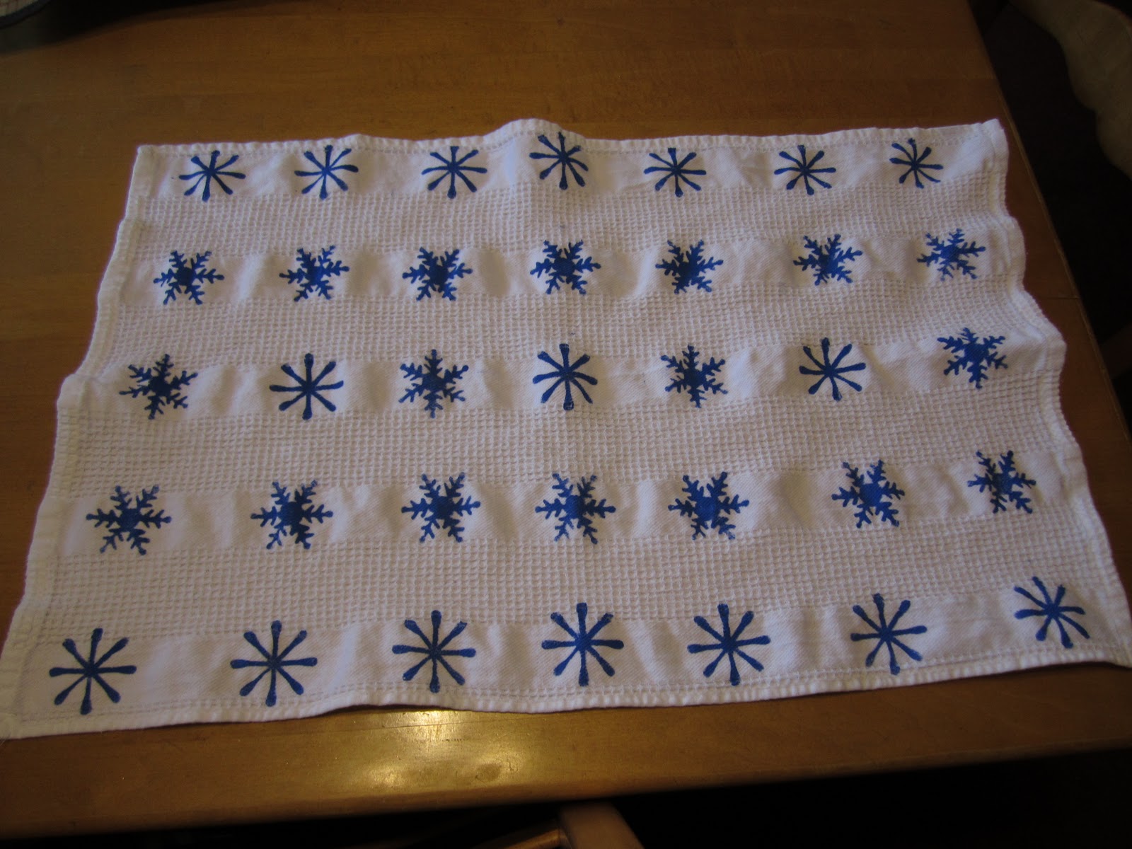 Busy Fingers Stenciled cup towels