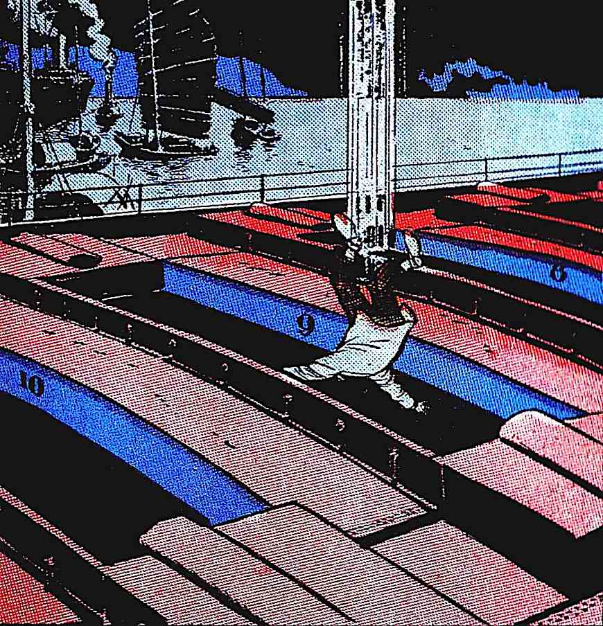 Milton Caniff a Milton Caniff story panel, falling man on a cargo ship