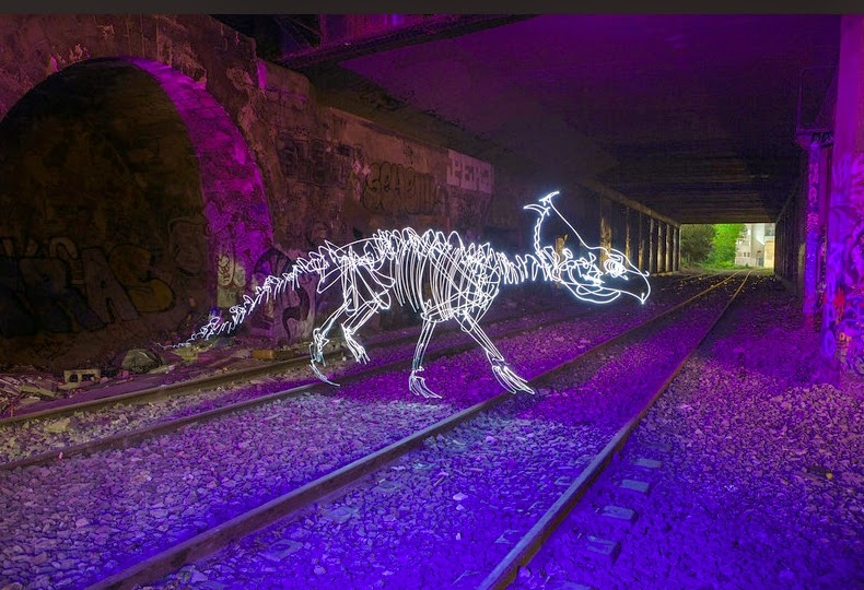 13-Pachyrhinosaurus-Darren-Pearson-Dinosaurs-Palaeontology-Skeletons-and-Angels-in-Light-Paintings-www-designstack-co