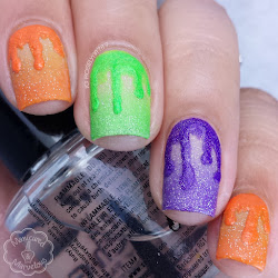 orange nail purple halloween days dripping